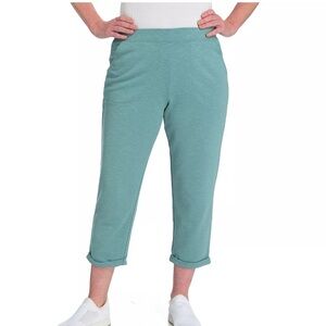 Women’s Meta Activewear Teal French Terry Knit Rolled Cuff Cropped Pants
